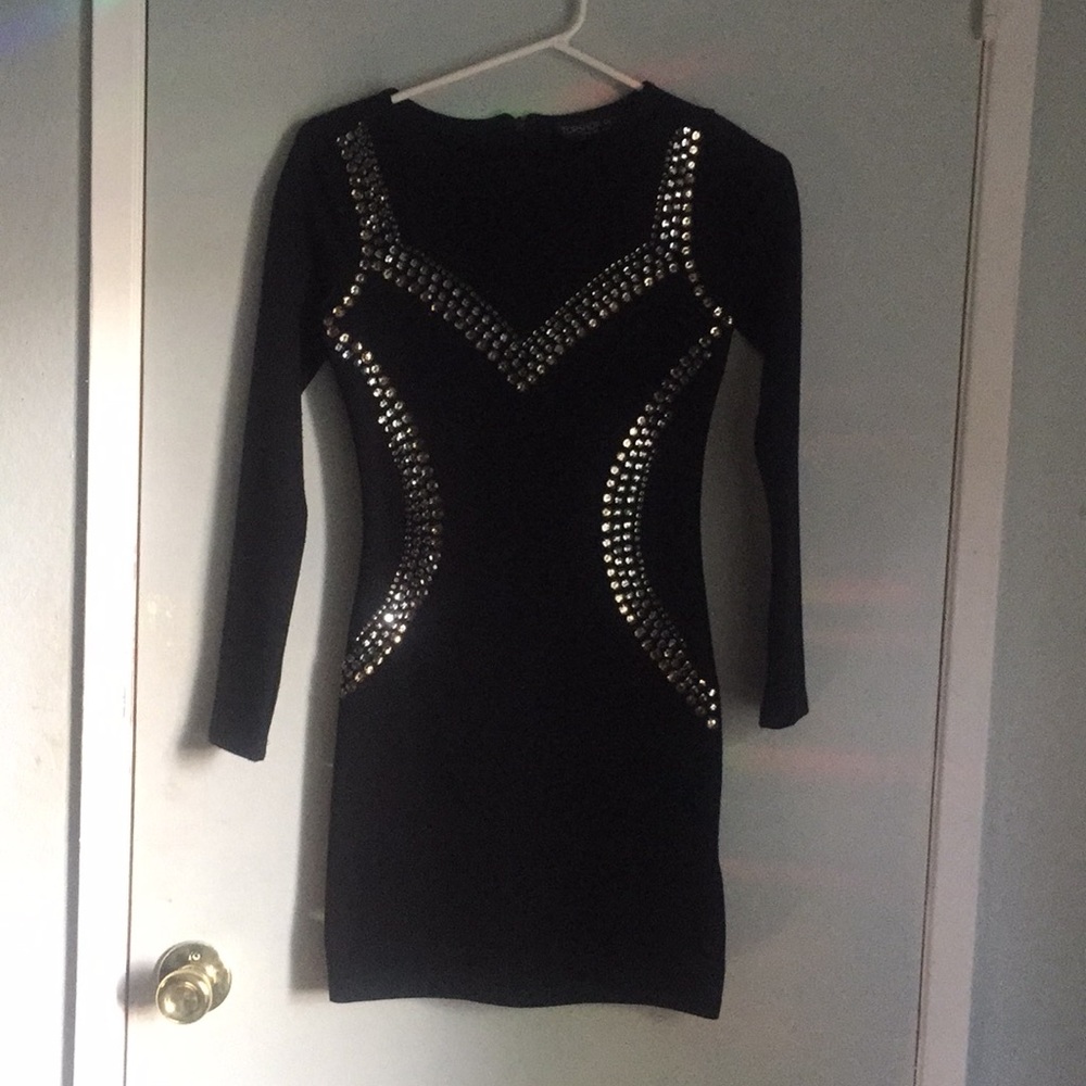 Top shop petite us crystal black tight dress